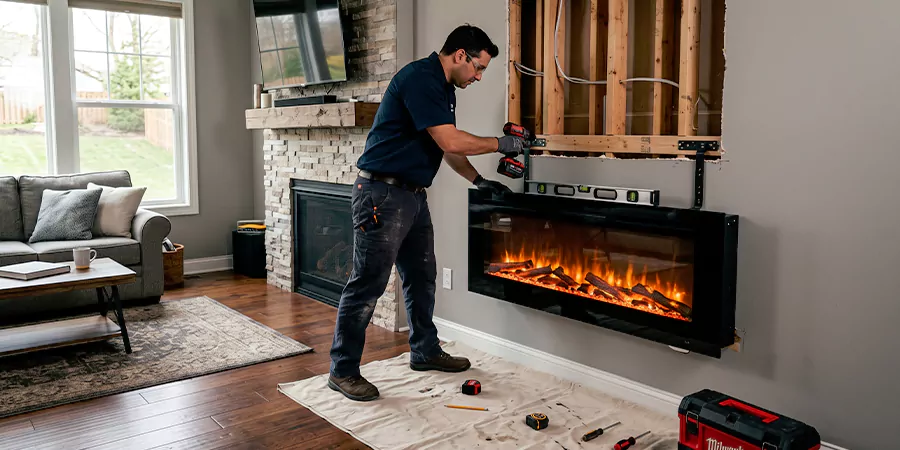 Fake Fireplace and Faux Insert Installation East Brunswick